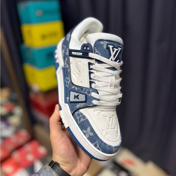 Louis Vuitton Denim and White Sneakers